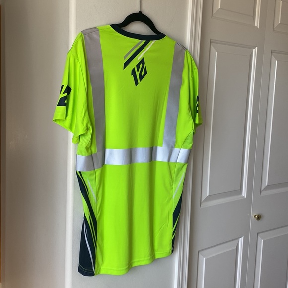 SS360 Safety Shirtz - Bright Green Reflective Safety Shirt Seahawks 12 - Picture 2 of 7